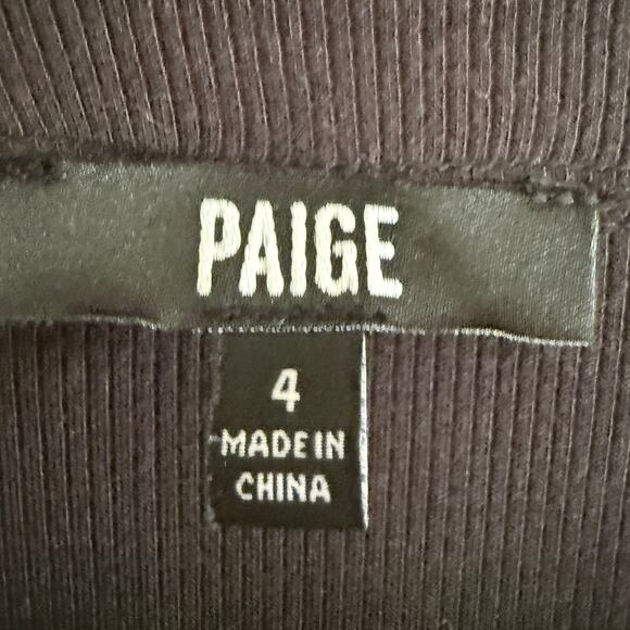 PAIGE | Black Nieve RIbbed Cotton Blend Square Neck Midi Dress | Size 4 *no belt - Picture 4 of 7